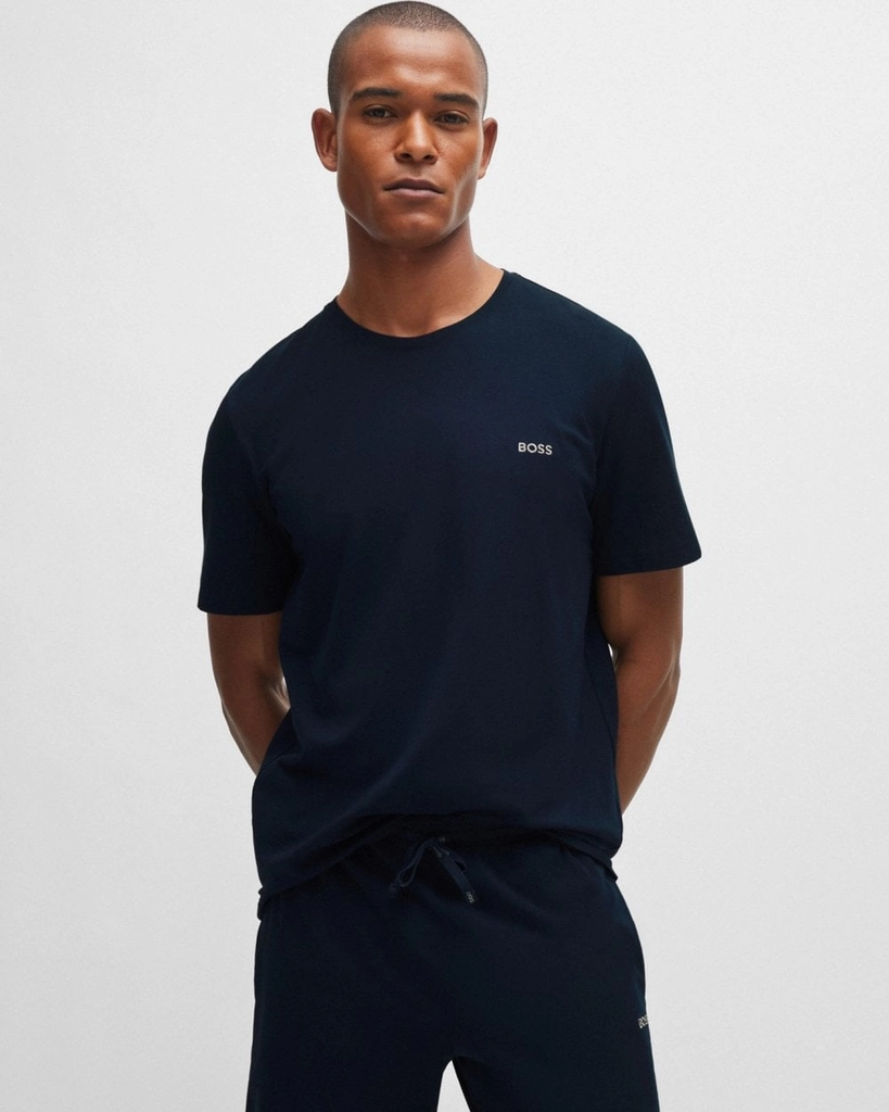 Hugo Boss Mix & Match Mens Stretch-Cotton Regular Fit T-Shirt with Logo Detail NOS - Dark Blue - Size X-Large